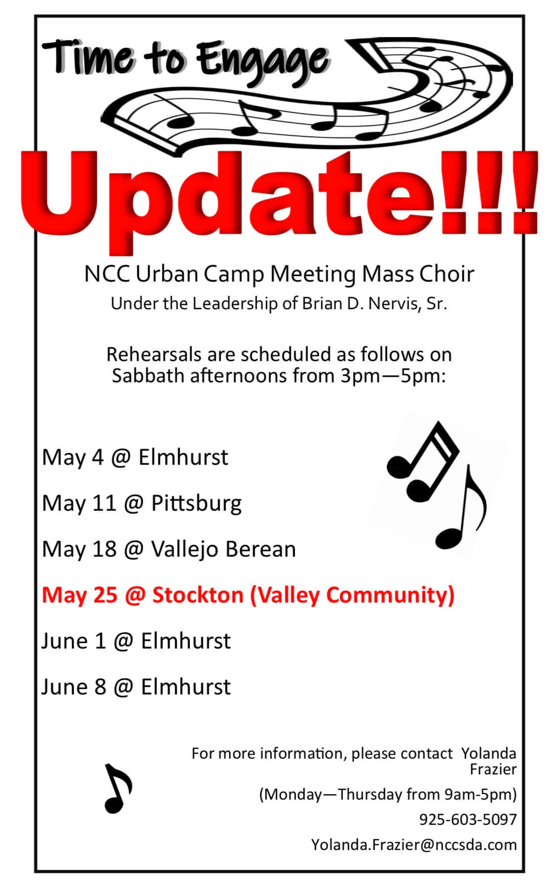 Engage Choir Rehearsal update Engage Choir Rehearsal update